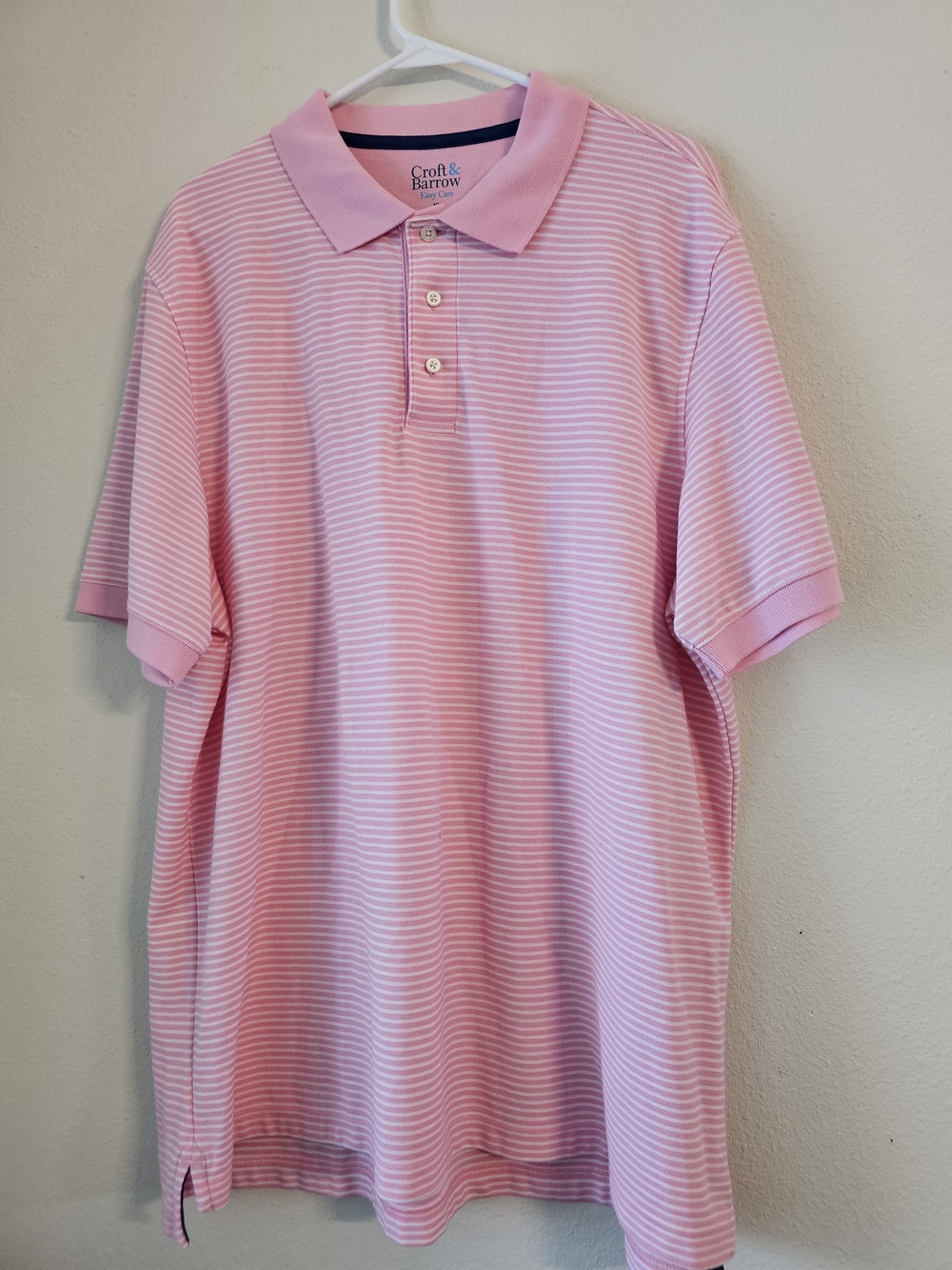 croft & barrow Men's Light Pink Striped Polo Shirt